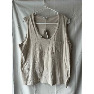 James Perse V Neck Cotton Tank in Salt Size 3